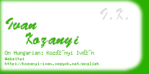 ivan kozanyi business card